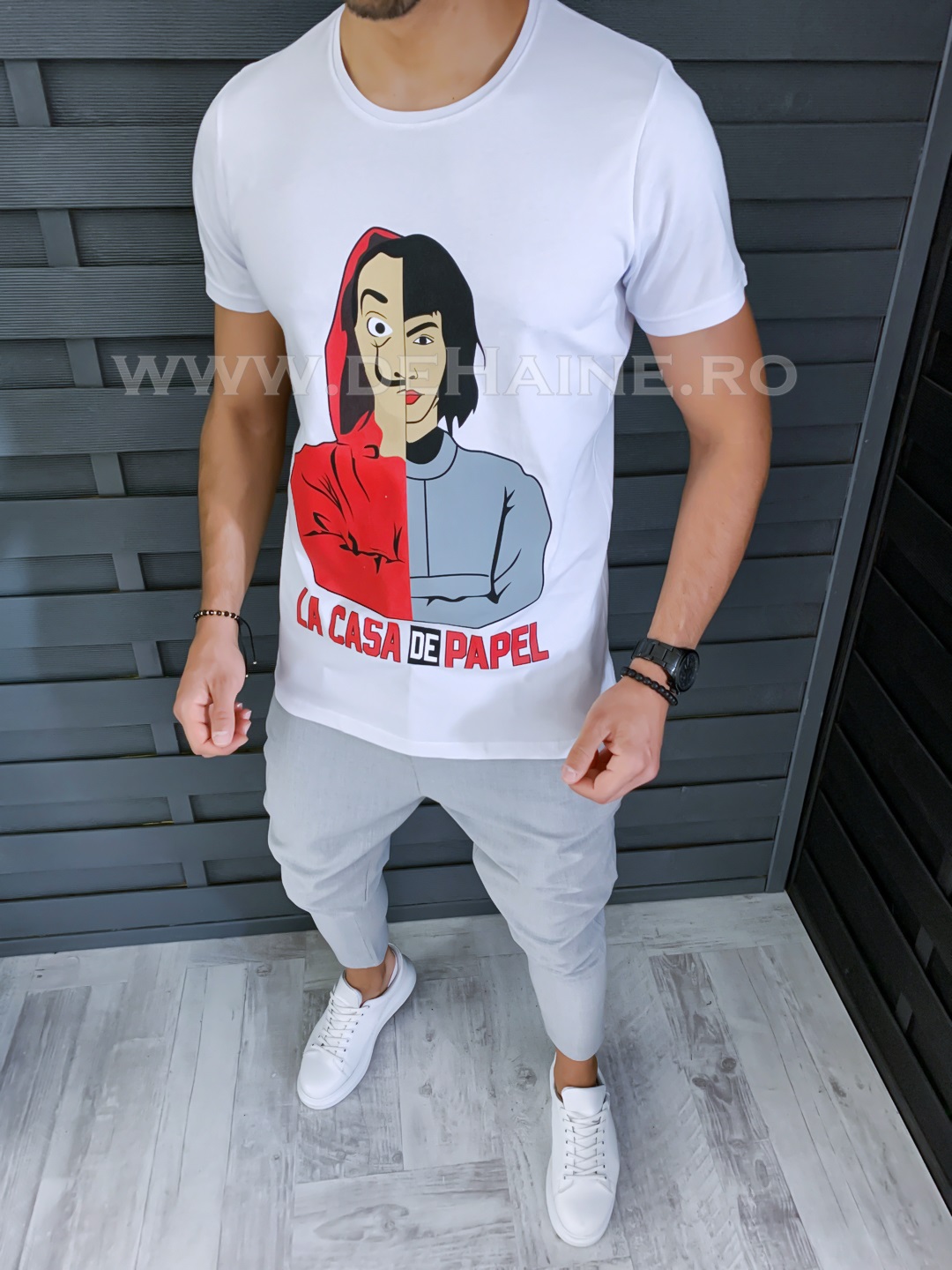 Tricou barbati slim fit alb b1278 i1-5